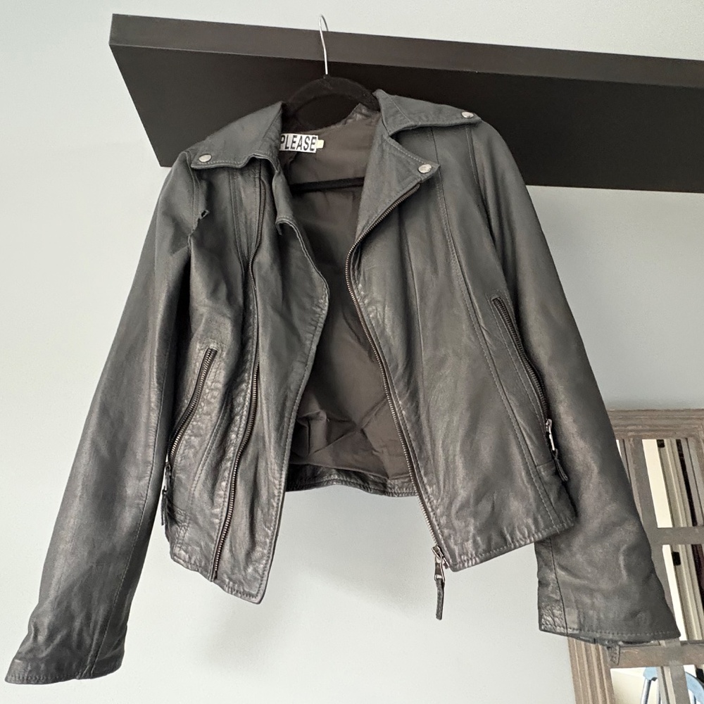 Please Italian Leather Coat size XS to S - Picture 2 of 11